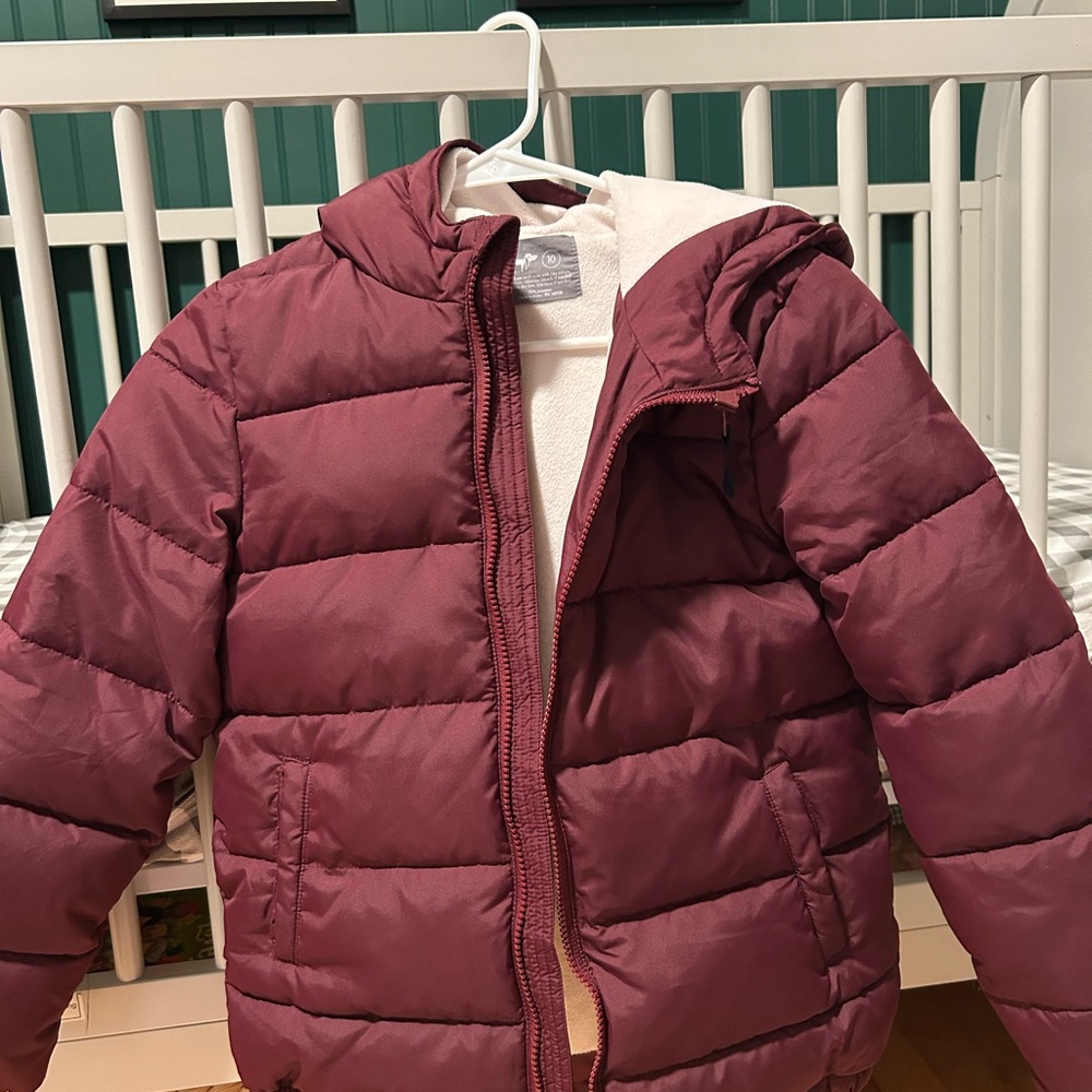 Primary Burgundy Puffer Jacket for Kids